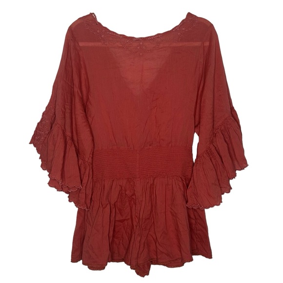 Free People Women's Far From Heaven Romper in Coral Red - Picture 5 of 16